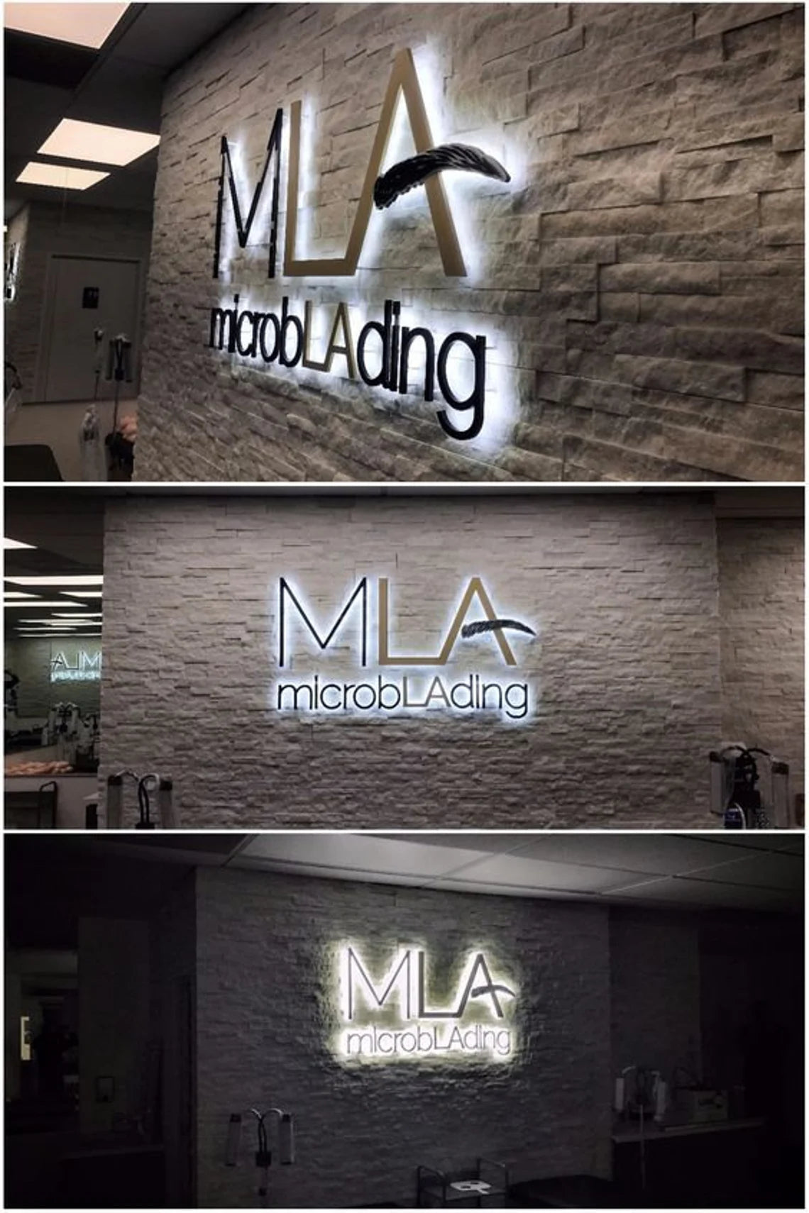 Custom 3D Brushed Metal LED Sign – Outdoor Storefront Logo