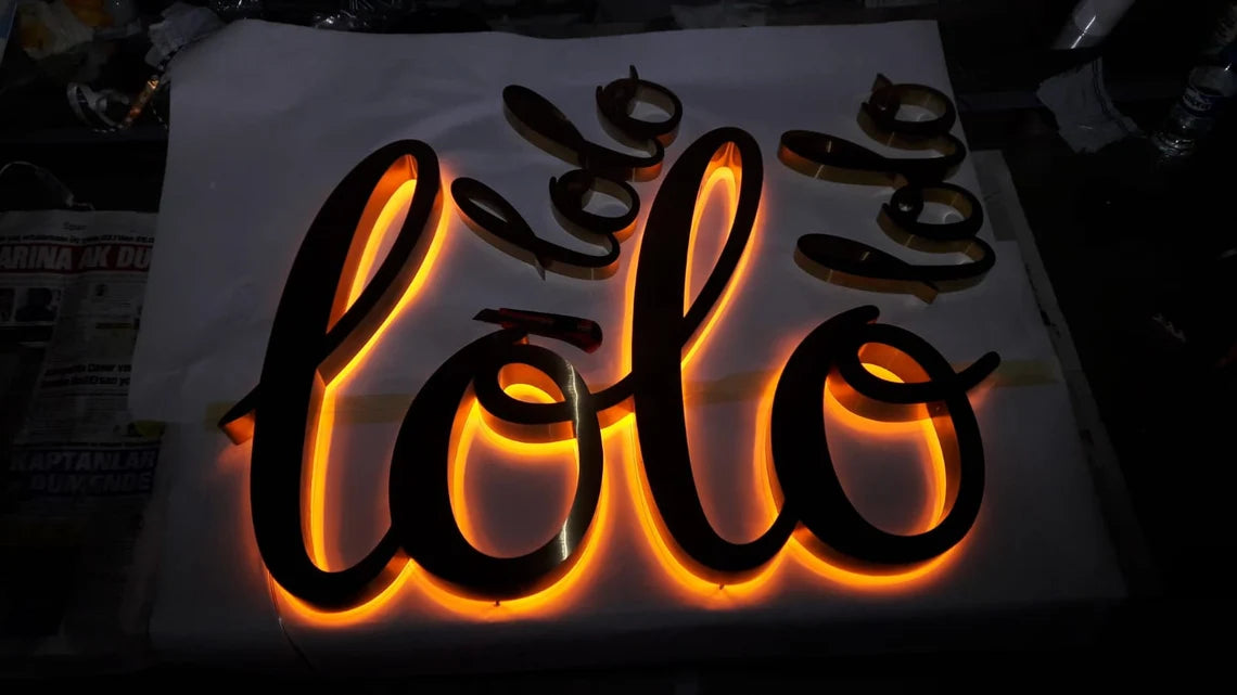 3D Metal Illuminated Sign – Custom Business Logo for Office