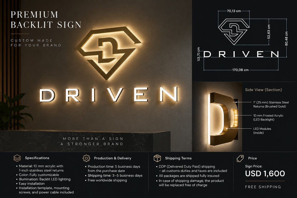 backlit metal sign - SIGNATUREL LLC