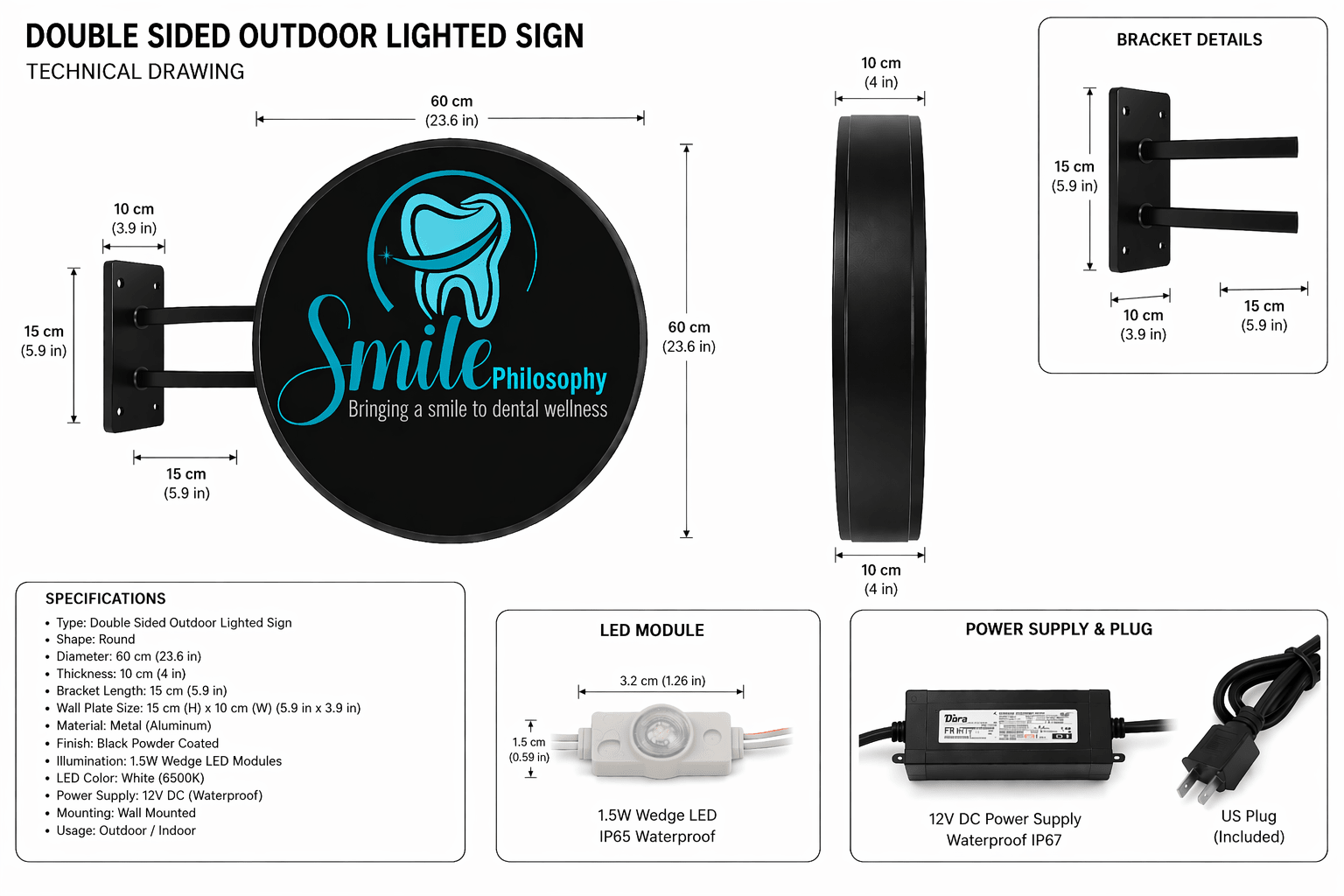 Custom LightBox Sign- Double-Sided Metal sign - Illuminated -Circular - SIGNATUREL LLC