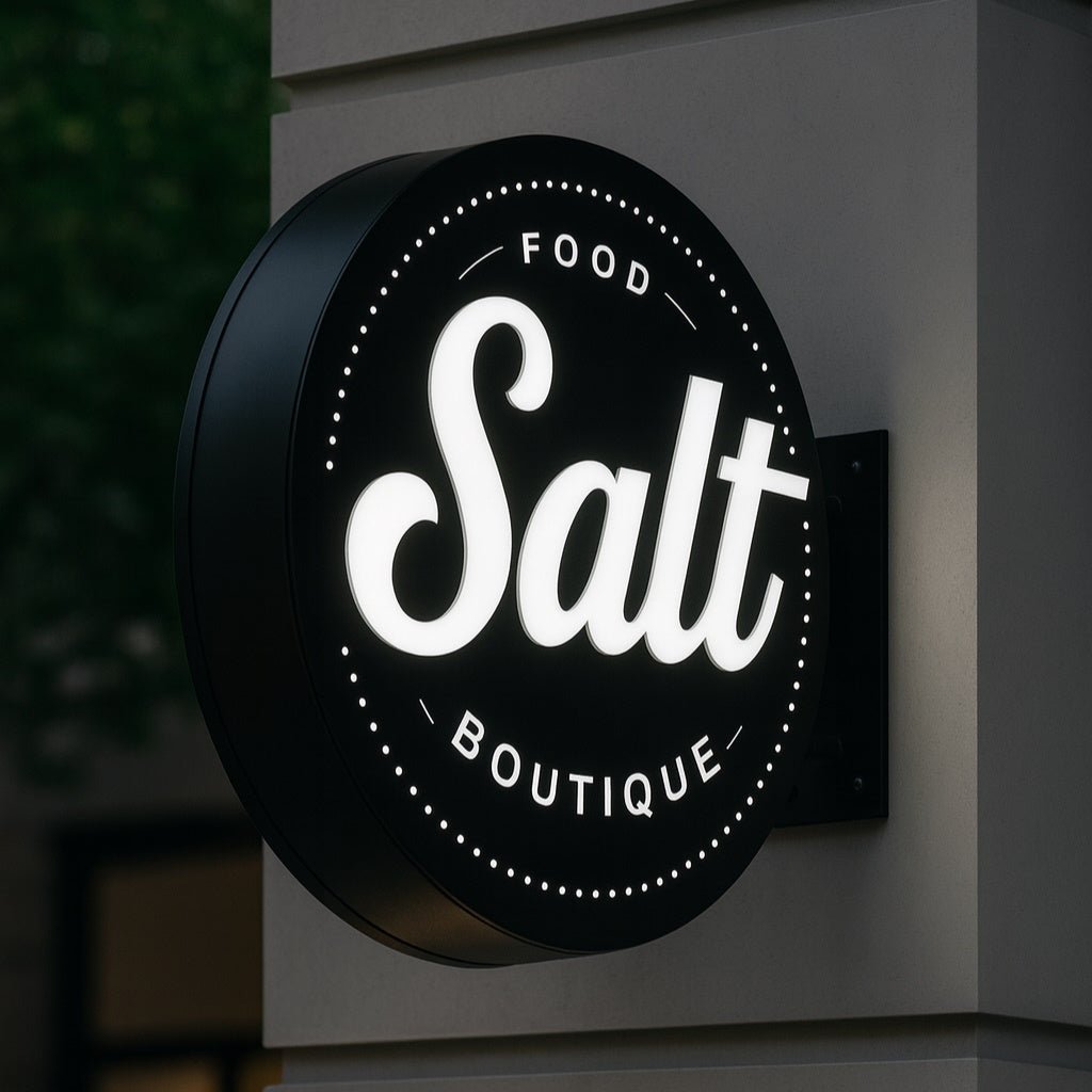 Custom LightBox Sign- Double-Sided Metal sign - Illuminated -Circular - SIGNATUREL LLC