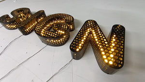 Custom Perforated Metal Neon Sign – Illuminated Stainless Steel Logo, Backlit LED Wall Sign - SIGNATUREL LLC