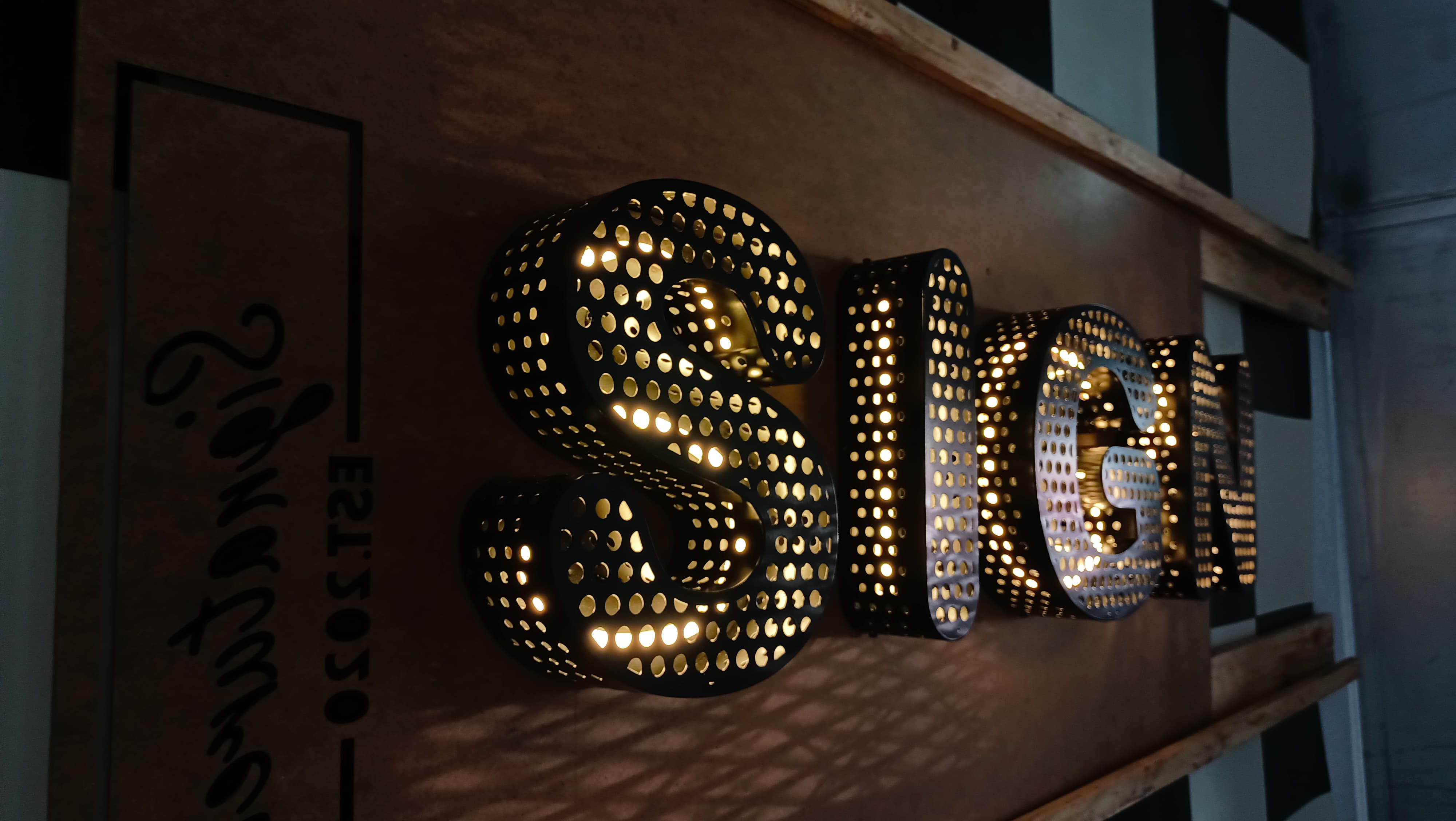 Custom Perforated Metal Neon Sign – Illuminated Stainless Steel Logo, Backlit LED Wall Sign - SIGNATUREL LLC