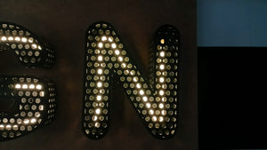Custom Perforated Metal Neon Sign – Illuminated Stainless Steel Logo, Backlit LED Wall Sign - SIGNATUREL LLC