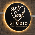 Backlit metal sign.